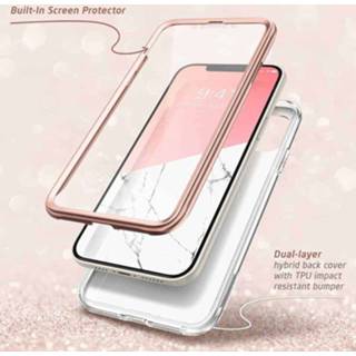 👉 Screenprotector wit COSMO 360° Backcase Hoesje Met Screen Protector iPhone 12 / Pro - Marble 843439132702
