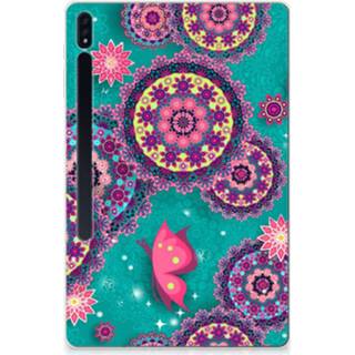 👉 Tablethoes Samsung Galaxy Tab S7 Plus Cirkels en Vlinders 8720632686435