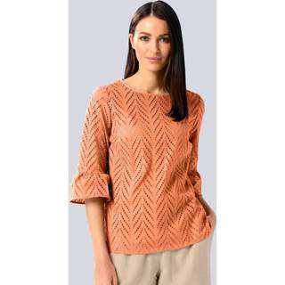 👉 Blous katoen allover vrouwen toptrendy apricot Blouse Alba Moda 4055707145093