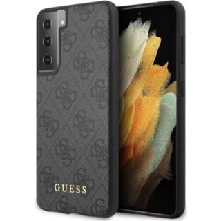 👉 Grijs backcover hoes Guess - Samsung Galaxy S21 + Lunso Tempered Glass 8720572140806