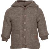 👉 Uniseks 104 grijs bruin Mikk-Line - Wool Cardigan With Hood + Pockets Merinovest maat 104, grijs/bruin 5715073115067