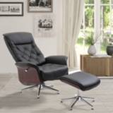 👉 Relaxfauteuil zwart kunstleer active HOMCOM met hocker draaibaar en kantelbaar 82 x 83 110 cm 4250871274840