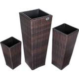 👉 Bruin active Bloempotten polyrotan set van 3 4250525360905