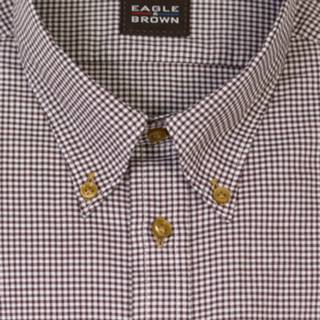 Over hemd male l bruin Eagle & Brown Overhemd oxford ruitje 8719902067005