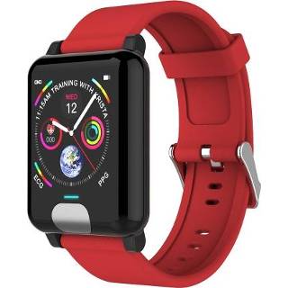 👉 Smartwatch active rood blauw zwart E04 1,3 inch IPS kleurenscherm IP67 waterdicht, TPU horlogeband, ondersteuning oproepherinnering / hartslagbewaking bloeddrukbewaking zorg op afstand meerdere sportmodi (rood)