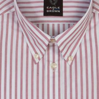 👉 Over hemd katoen rood male l bruin Eagle & Brown Katoenen overhemd streep 8719902067364