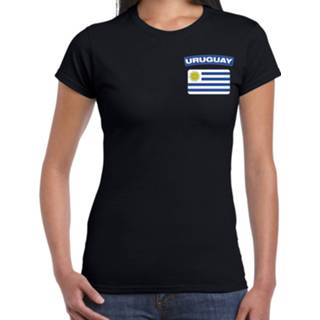 👉 Shirt active vrouwen zwart Uruguay t-shirt met vlag op borst voor dames