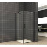 👉 Douche cabine zwart Douchecabine Wiesbaden Uni Klapdeur Vierkant 90x90x200 cm 8 mm NANO coating Mat 8720195543619