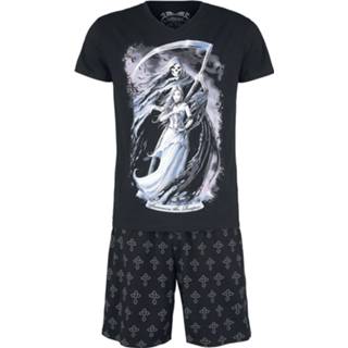 👉 Pyjama zwart x mannen m Gothicana by EMP - Anne Stokes Schwarzer kurzer mit Print inklusive Tuch 4064854307209