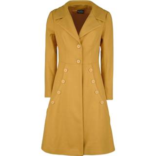 👉 Lange jas geel vrouwen s Voodoo Vixen - Nicole Mustard 40s Style Coat jassen 5056290464034