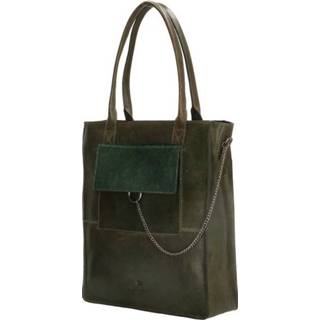 👉 Handtas groen Donker leer rits ja twee stuks vrouwen MENDOZA dames shopper 8717924956697