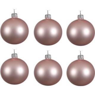 👉 24 Stuks mat glazen Kerstballen pakket lichtroze 6 en 8 cm - kerstballen pakket