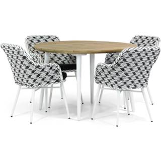 👉 Tuinset wicker dining sets zwart-wit Mixed Black-White Lifestyle Crossway/Montana 130 cm rond 5-delig 7423647969944