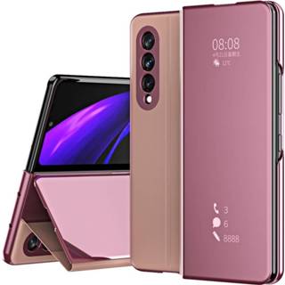 👉 Coverhoes rose goud backcover hoes Lunso - Window view cover Samsung Galaxy Z Fold3 7421142554504