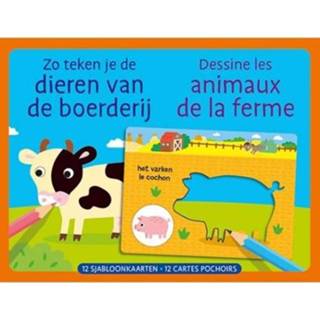 👉 Tekensjablonen active Uitgeverij deltas - boerderijdieren 12st 9789044758313