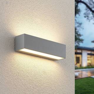 👉 Buitenwandlamp zilver aluminium warmwit a++ Lucande Lengo LED buiten wandlamp, Up Down, 25 cm