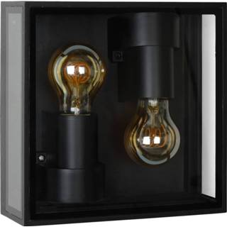 👉 Glas a++ helder zwart Buitenplafondlamp Dukan IP65, 2-lamps