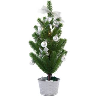 👉 Kerst boom zilver kunststof best season warmwit groen LED kerstboom met decoratie in