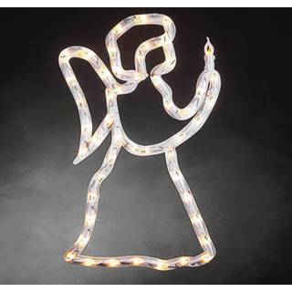 👉 Transparant kunststof warmwit LED raamsilhouet Engel voor binnen 50 lampjes