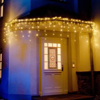 👉 Licht gordijn warmwit wit kunststof IJsregen LED lichtgordijn 336 lampjes ww 10,8m