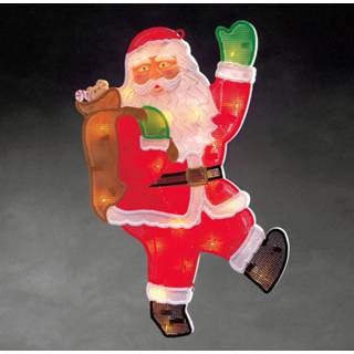 👉 Multicolour kunststof warmwit Raamdecoratie Santa Claus met LED 20fl