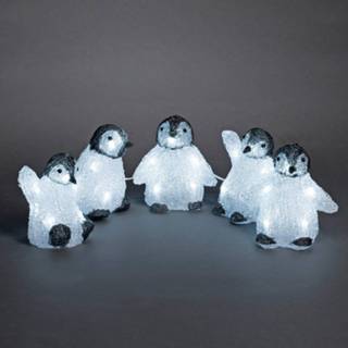 👉 Daglicht wit baby's acryl Set van vijf LED lichtfiguren babypinguïns