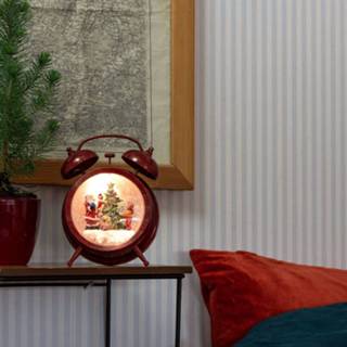 👉 Sfeer lamp kunststof rood konstsmide christmas warmwit LED sfeerlamp Wekker met timer en muziek