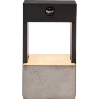 👉 Buitenwandlamp grijs beton warmwit LED buiten wandlamp Chertan, betonnen voet, sensor