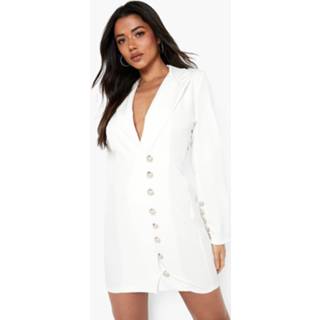 👉 Getailleerde Blazer Jurk Met Knoop Detail, Ivory