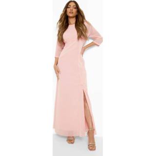 👉 Gedrappeerde Maxi Jurk Met Losse Rug Col, Rose