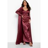 👉 Satijnen Maxi Jurk En Duster Jas, Berry