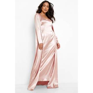 👉 Jurk roze Soft Pink Satijnen Maxi En Duster Jas,