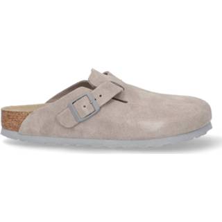 👉 Suede leather male grijs Birkenstock Boston stone coin soft footbed narrow 4061416903978