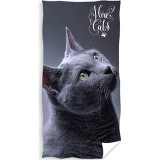 👉 Strandlaken katoen grijs Animal Pictures I Love Cats - 70 X 140 Cm 5902689472404