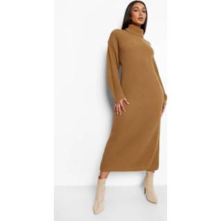 Oversized Gebreide Jurk Met Col, Camel
