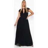 👉 Plus Geplooide Maxi Wikkel Jurk Met Kanten Detail, Black