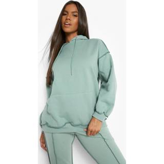 👉 Oversized Trainingspak Met Contrasterende Stiksels En Capuchon, Sage