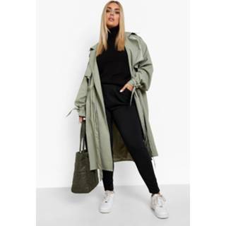 👉 Plus Broek Met Geplooide Band, Black