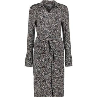 👉 Jurk viscose l vrouwen zwart Geisha aop l/s animal 8719937724980