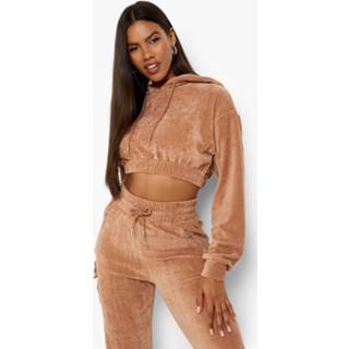 Velours Hoodie, Taupe Velours Hoodie, Taupe