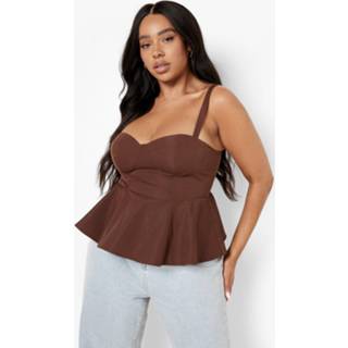 👉 Plus Peplum Korset Met Bandjes, Chocolate