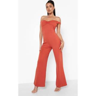 Geplooide Wide Leg Jumpsuit Met Uitgesneden Hals, Rust