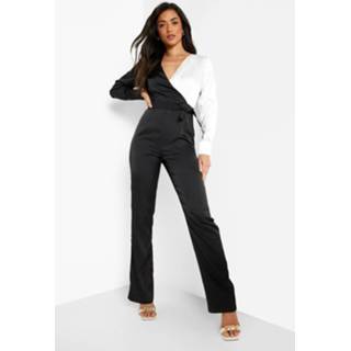 👉 Getailleerde Wide Leg Wikkel Jumpsuit, Black