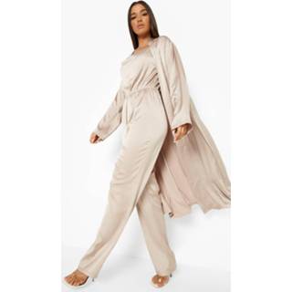 👉 Satijnen Duster Jas En Jumpsuit Set, Champagne