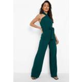 👉 Wide Leg Jumpsuit Met Halter Neck En Ceintuur, Forest