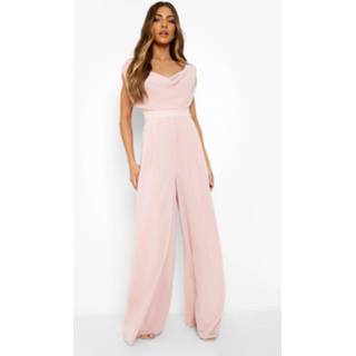 👉 Wide Leg Jumpsuit Met Gedrappeerde Col, Blush