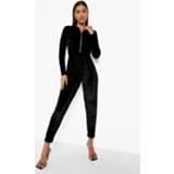 👉 Velours Jumpsuit Met Rits, Black