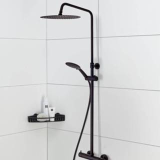 👉 Regendouche zwart messing opbouw thermostaatkraan splash Tiger Twiss 4008911714500