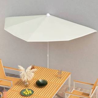 👉 Parasol zandkleurig active half met paal 180x90 cm 8720286205181