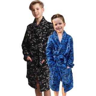 👉 Kinderbadjas zwart kinderen Game - fleece 2 kleuren-zwart-176